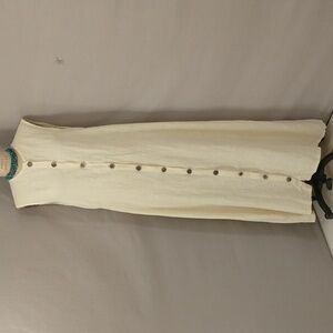 Pale Yellow 100% Linen Maxi Shift Pastel Summer Natural SeeMeasurements USA made